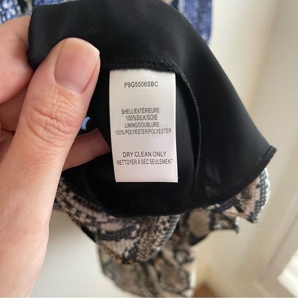 Parker Gladis Snakeskin Print Silk Ruffle Detail Dress Size Med NWT - Picture 12 of 12